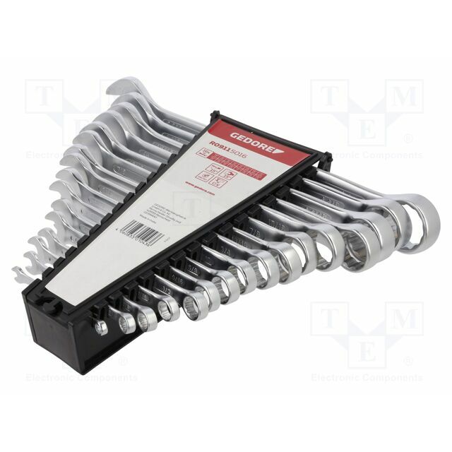Wrench: combination spanner-set; double-sided; chromium; 16pcs