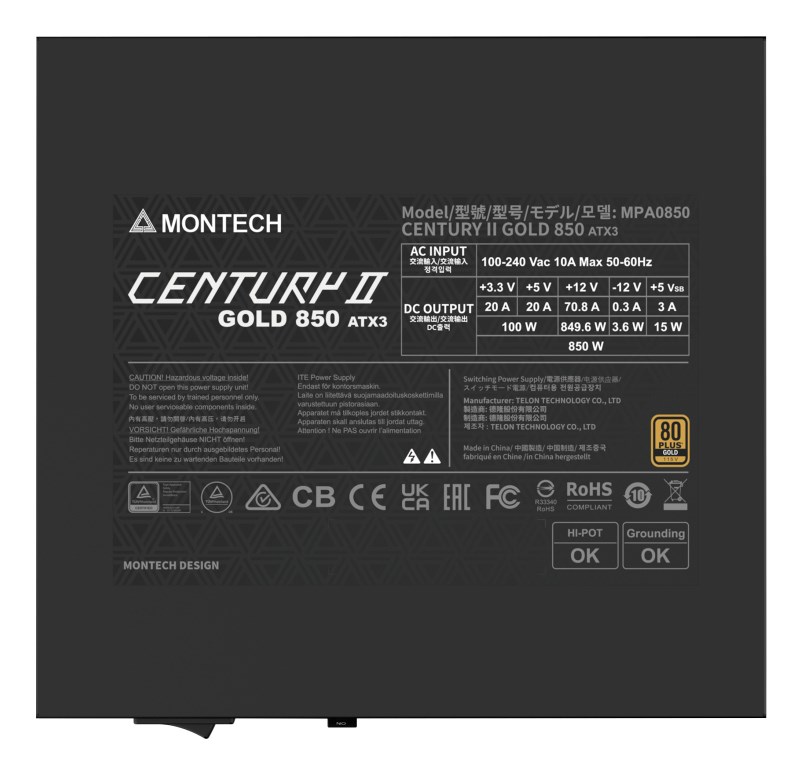 Power Supply|MONTECH|CENTURY II|ATX|850 W|CENTURYII850 | CENTURY