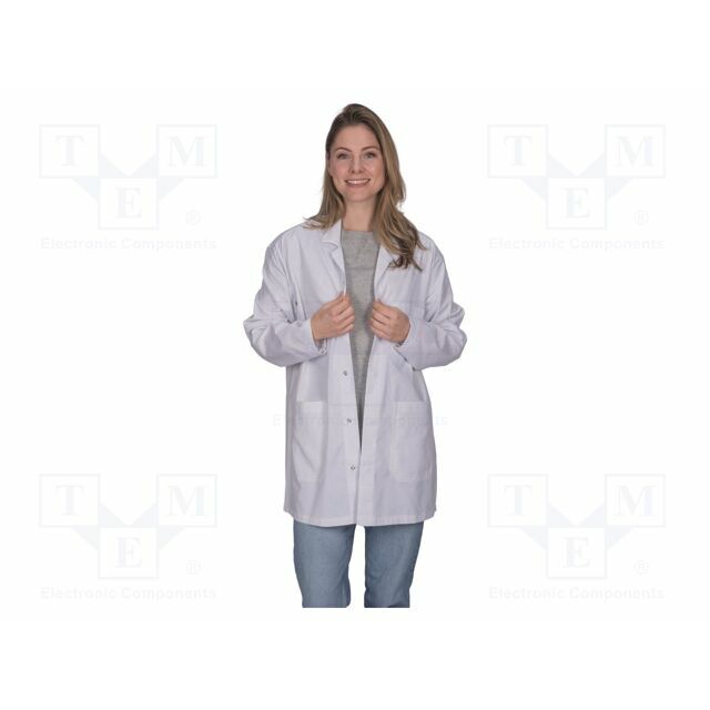 STATICTEC Coat; ESD,unisex; white; L