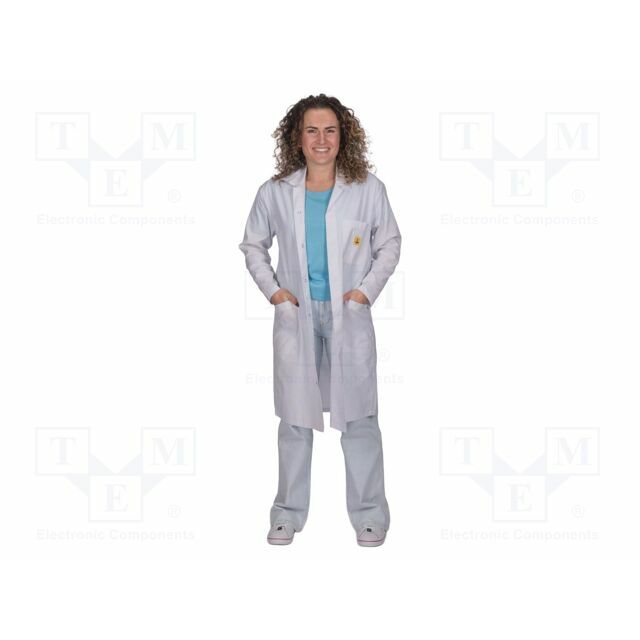 STATICTEC Coat; ESD,unisex; white; L