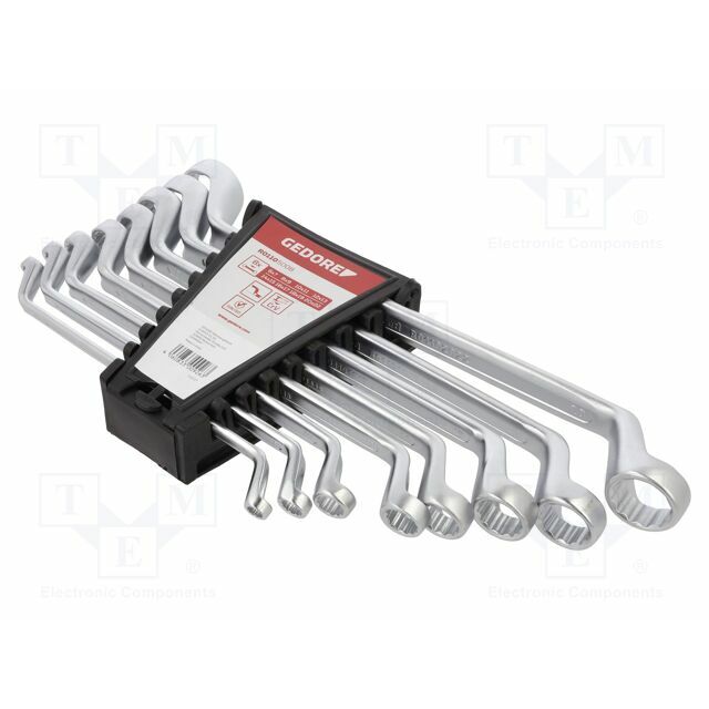 Wrench-set; double-sided,box,bent; Chrom-vanadium steel