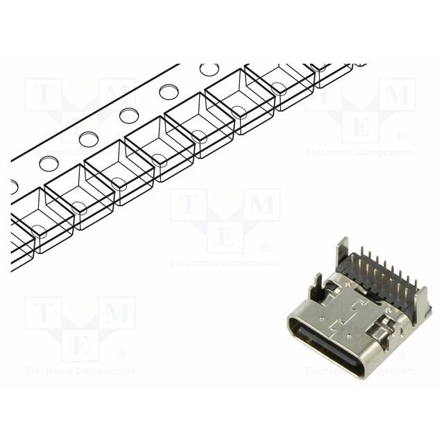 GCT Connector: USB C; socket; THT
