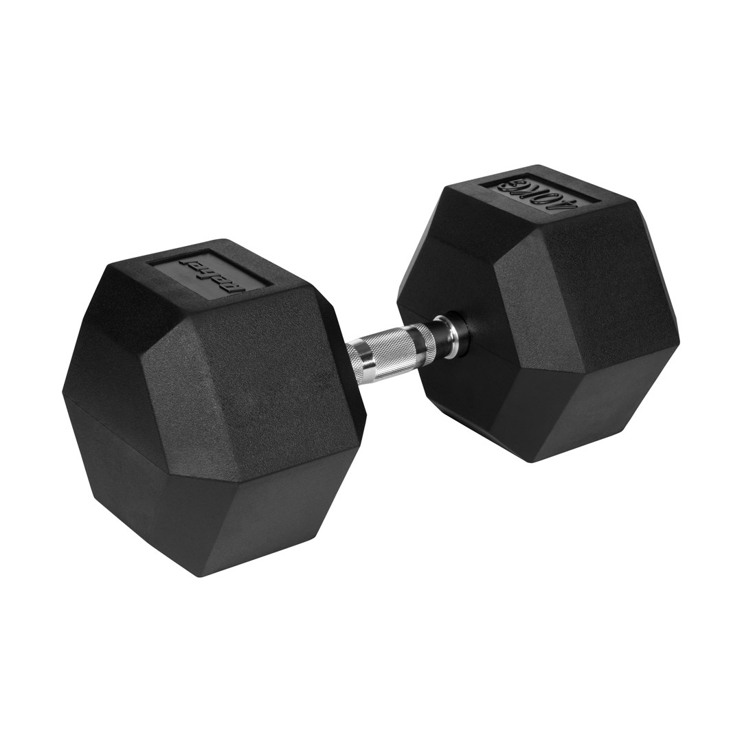 Rubberized cast iron dumbbell HEX 40