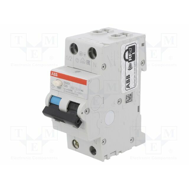 ABB RCBO breaker; Inom: 20A; Ires: