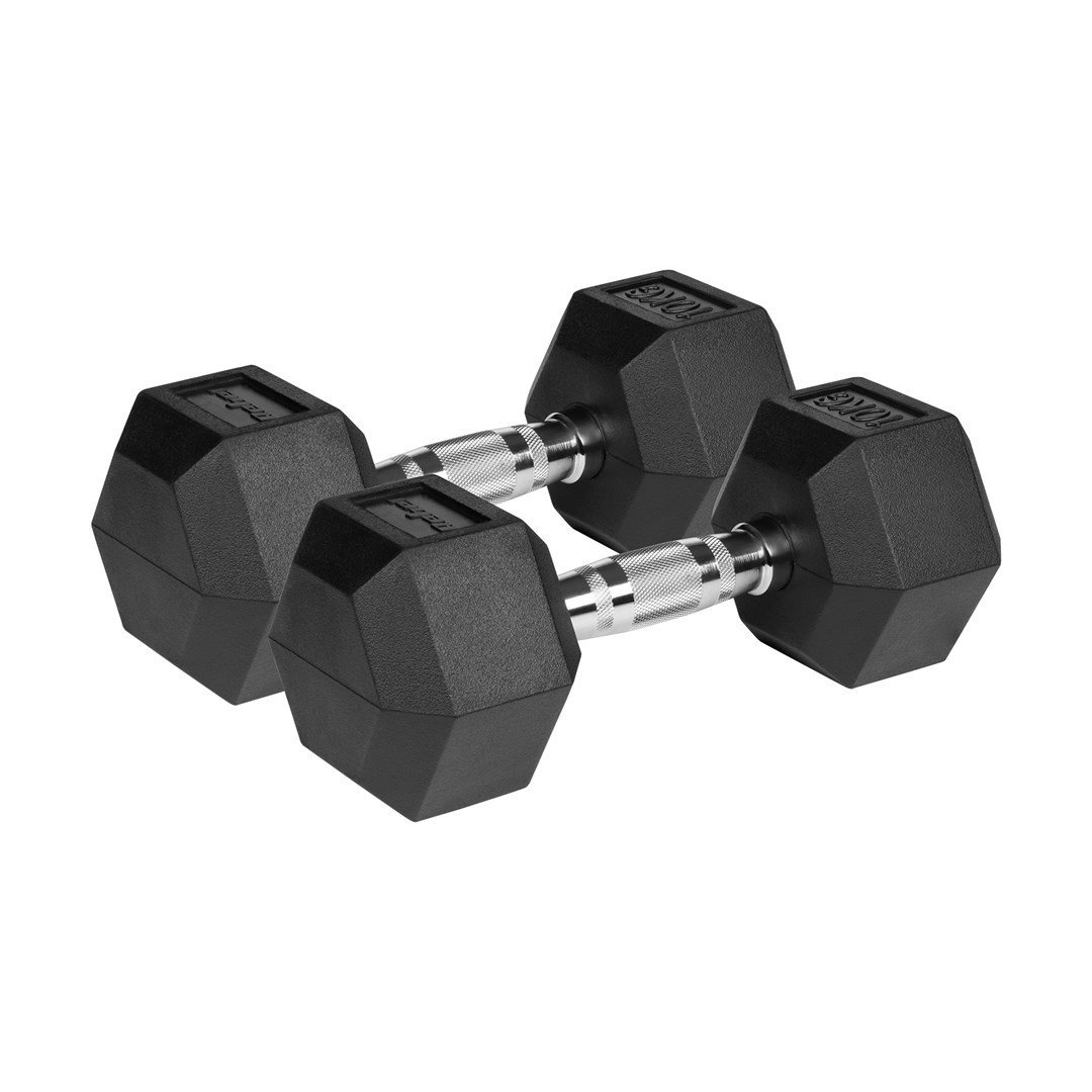 Rubberized cast iron dumbbells HEX 2x10
