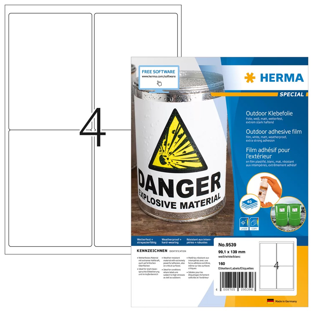 HERMA Uzlīmes A4 Outdoor līmplēve white