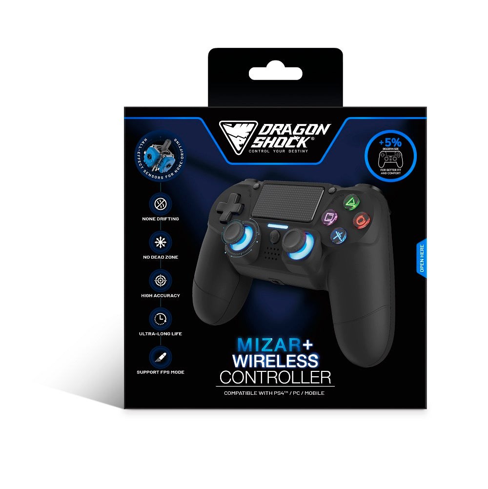 Dragonshock bezvadu kontrolieris Mizar+ Black PS4/PC