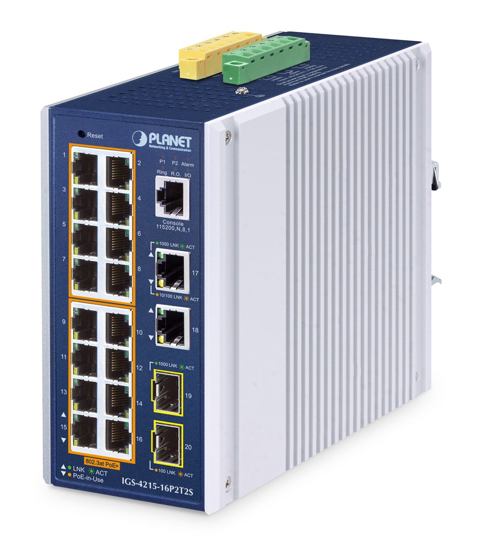 Pārvaldāms slēdzis PLANET IP30 16-Portu L2/L4