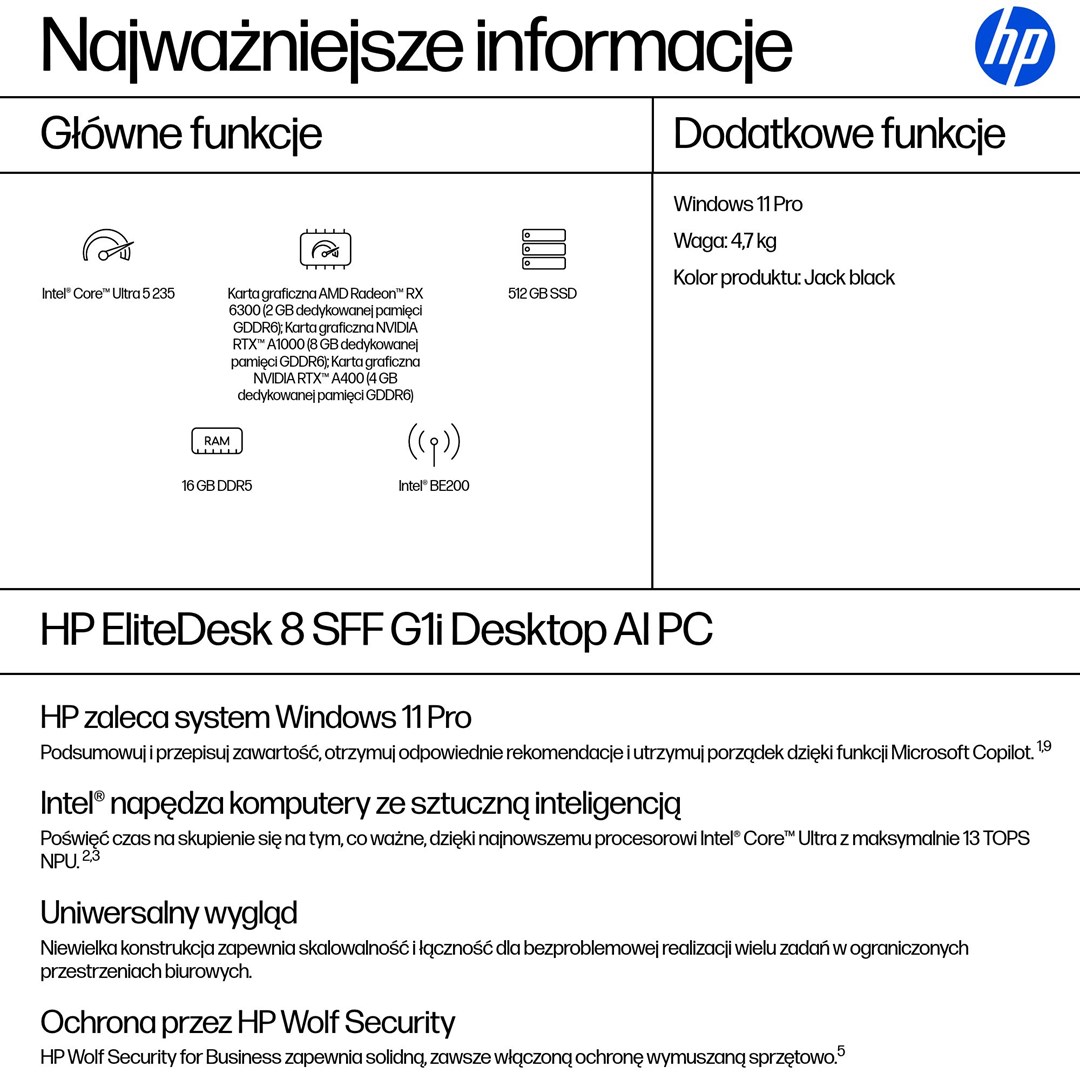 HEWLETT PACKARD Komputer PC HP EliteDesk