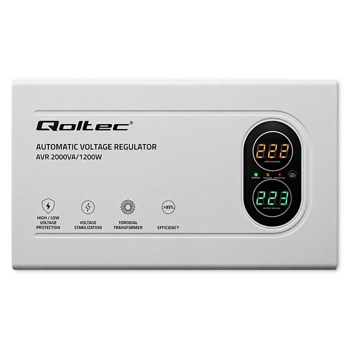 Qoltec ® Automātiskais sprieguma stabilizators AVR