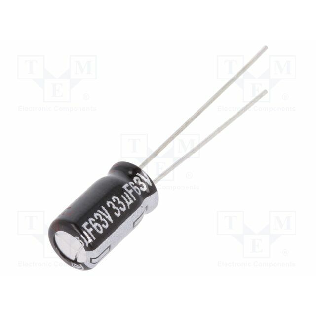 PANASONIC Capacitor: electrolytic; THT; 33uF; 63VDC