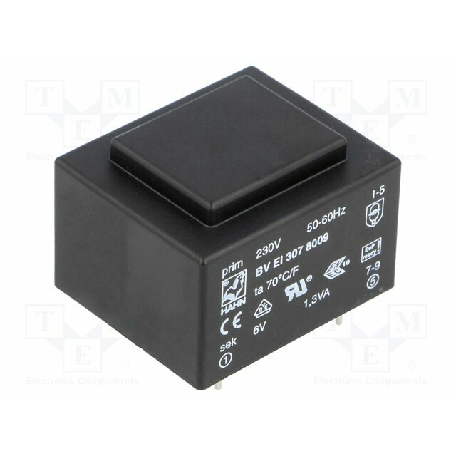 HAHN Transformer: encapsulated; 1.3VA; 230VAC