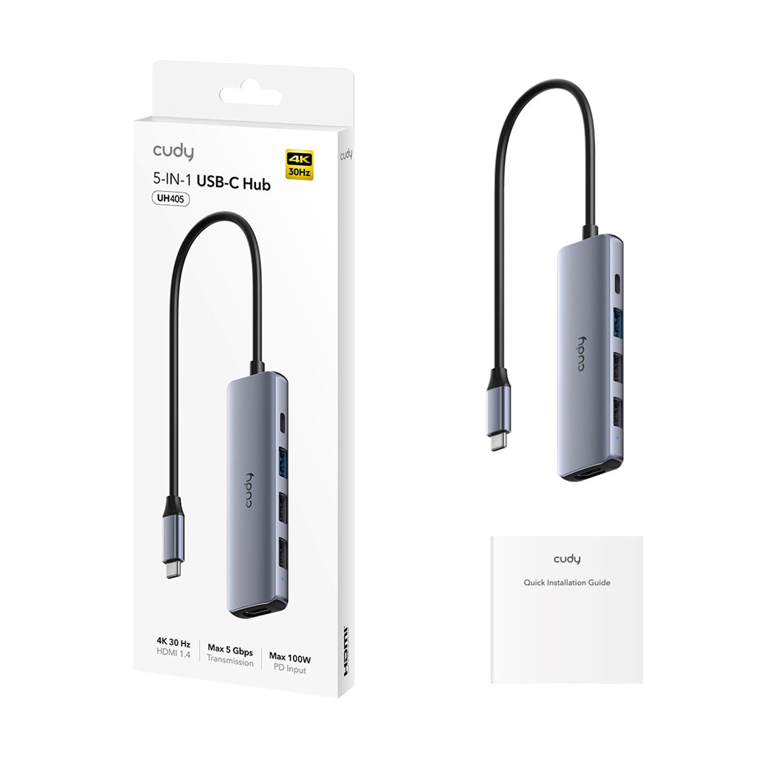 CUDY UH405 5-IN-1 USB-C Hub with