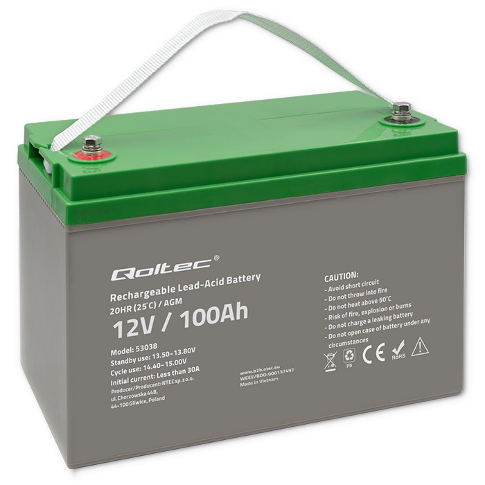QOLTEC Battery AGM 12V 100Ah max