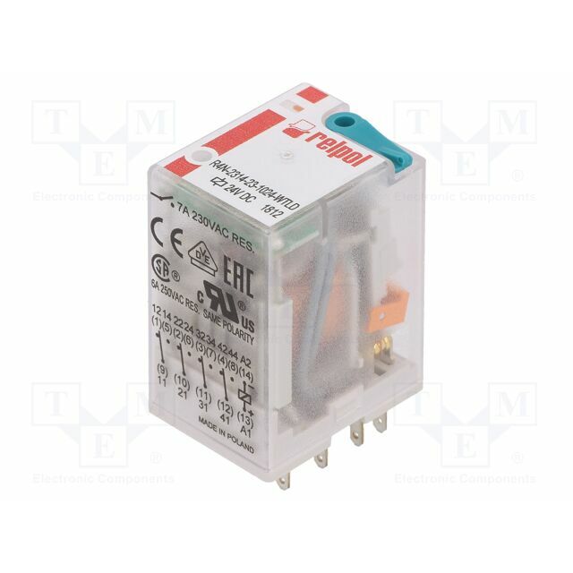 RELPOL Relay: electromagnetic; Ucoil: 24VDC; 4PDT