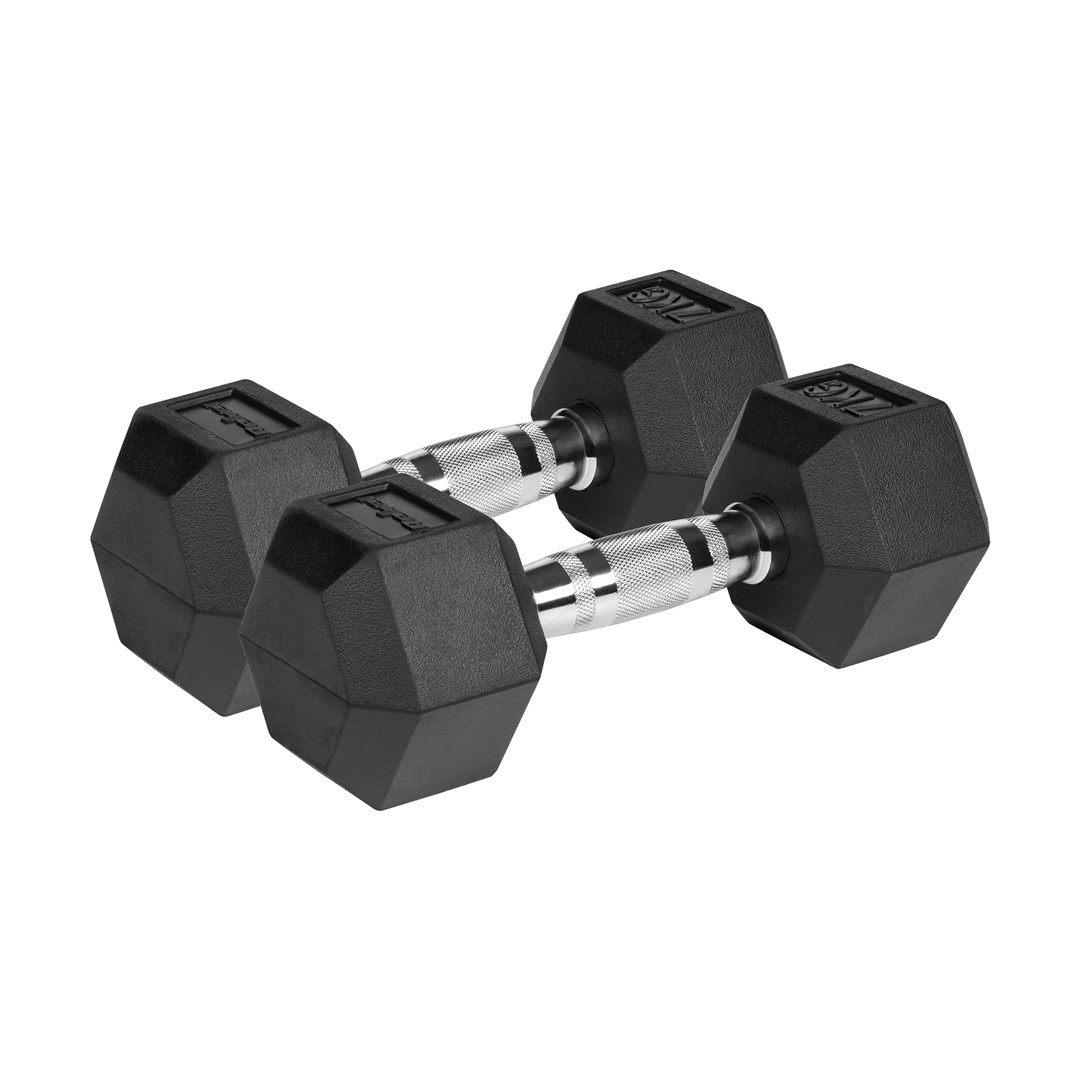 REBEL ACTIVE Gumijotas čuguna hanteles HEX