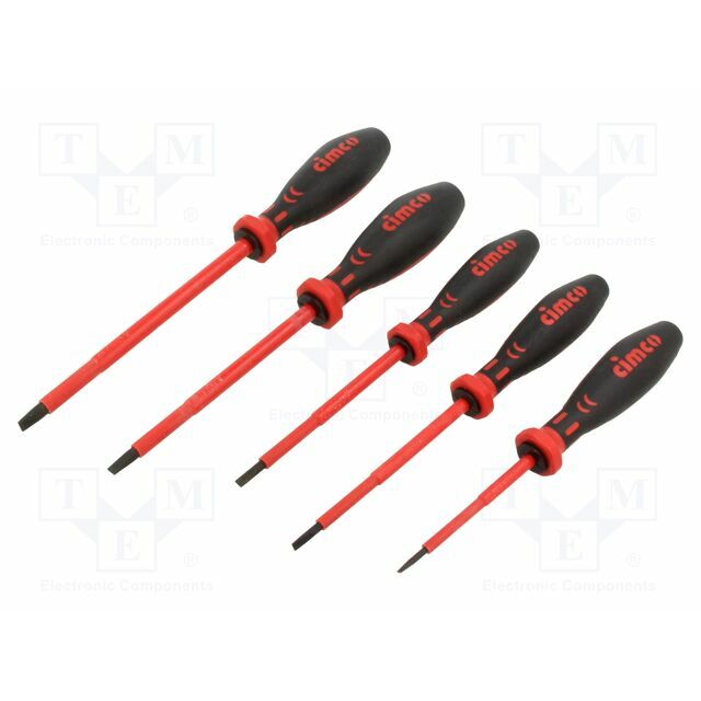 Screwdriver: insulated-set; slot; Features: two-component handle