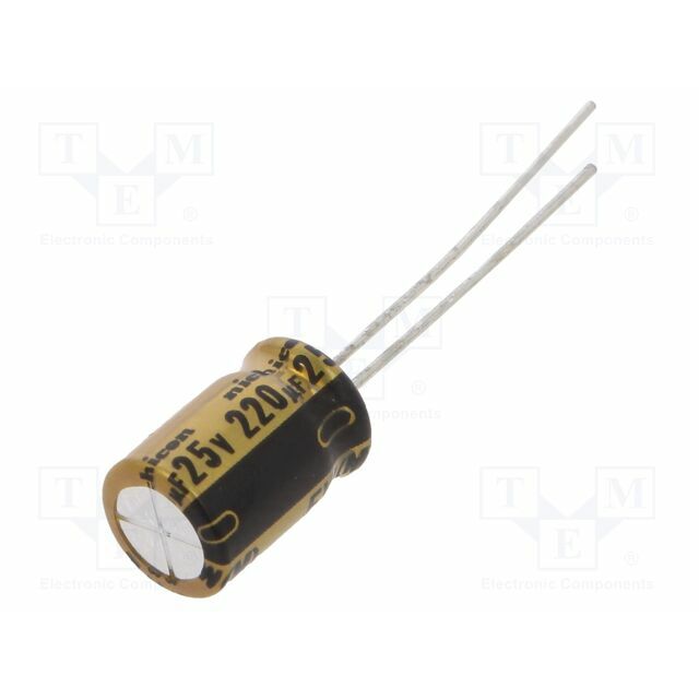 NICHICON Capacitor: electrolytic; THT; 220uF; 25VDC