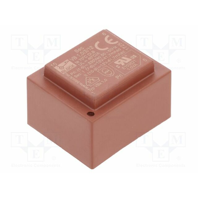 BLOCK Transformer: encapsulated; 1VA; 230VAC; 12V