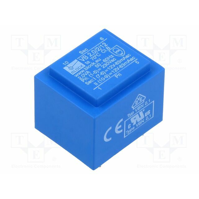 BLOCK Transformer: encapsulated; 2VA; 230VAC; 12V