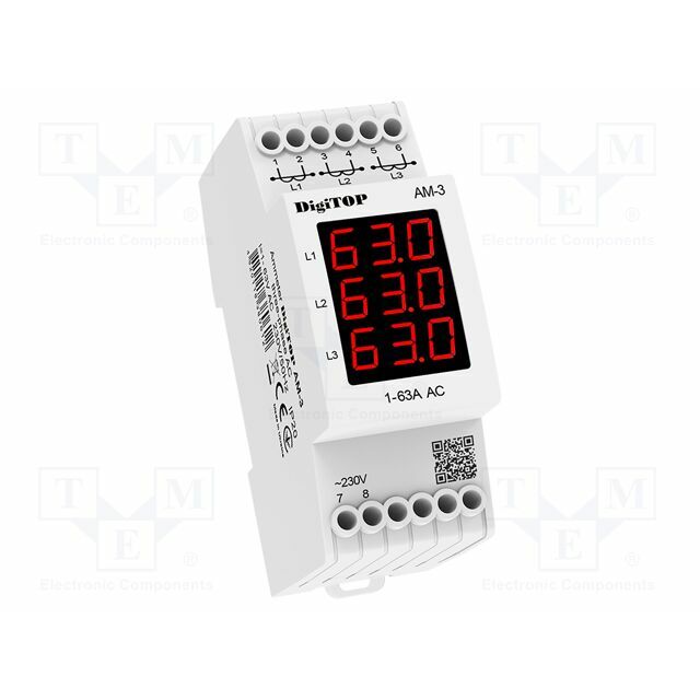 DIGITOP ELECTRIC Ammeter; digital,mounting; 1÷63A