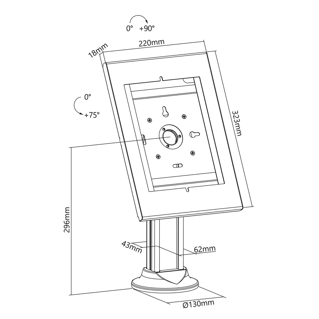 Maclean Tablet Holder Stand, Desktop Lock