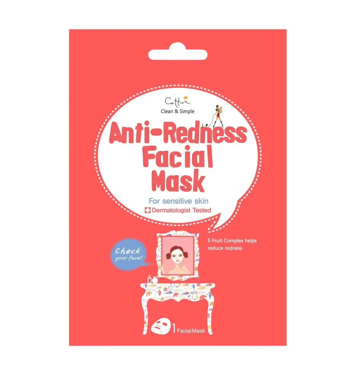 Cettua, Cettua, Anti-Redness, Sheet Mask, For