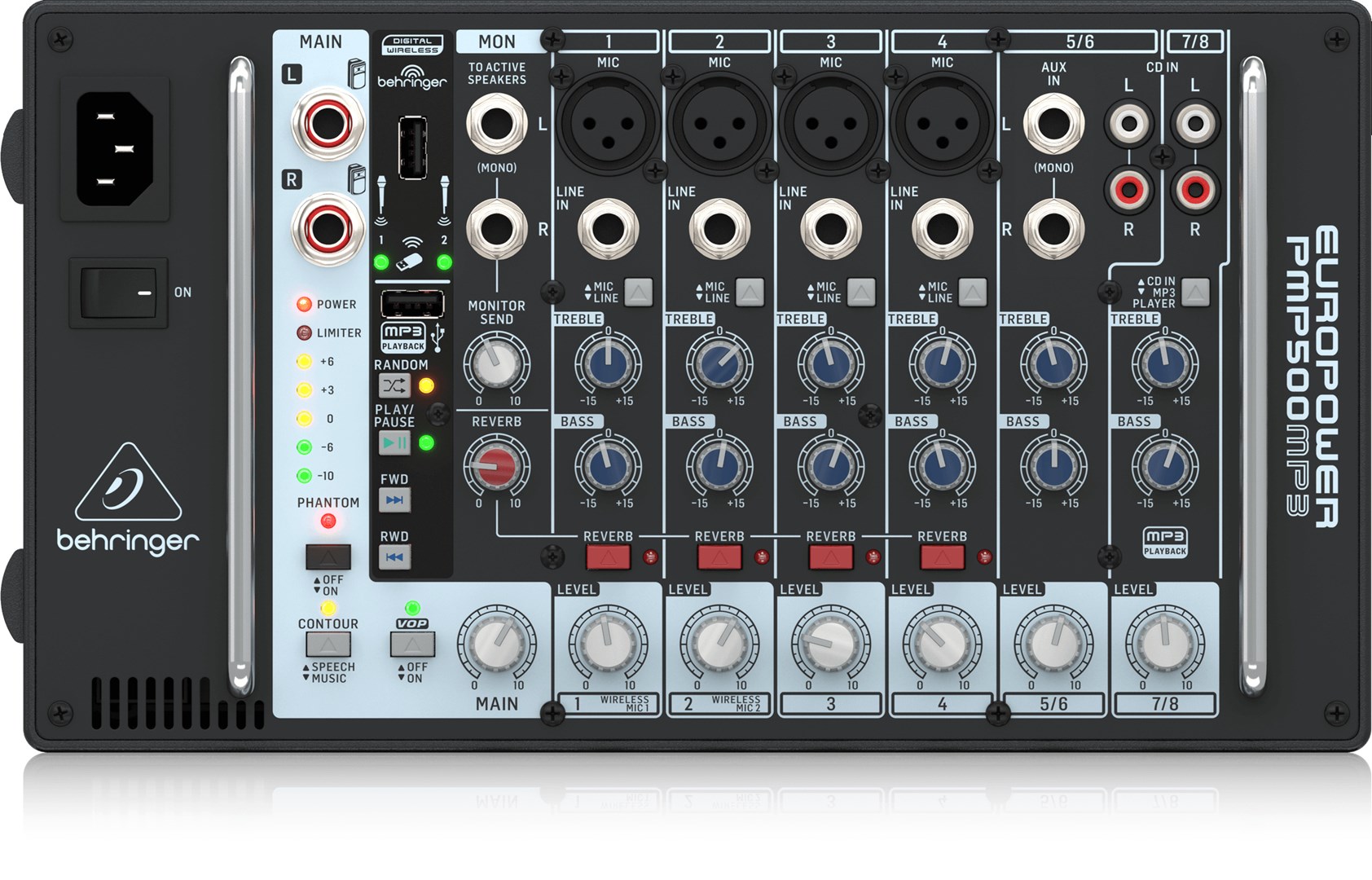 Behringer PMP500MP3 audio mixer 8 channels