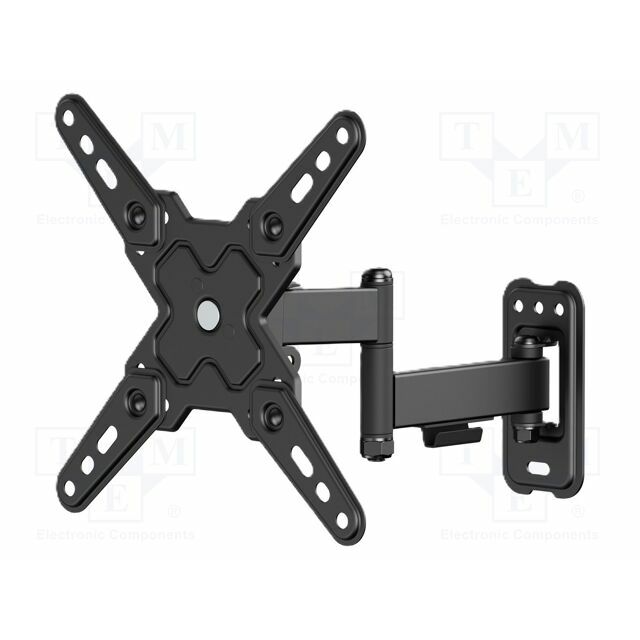 Holder: wall mounting; TV; black; adjustable