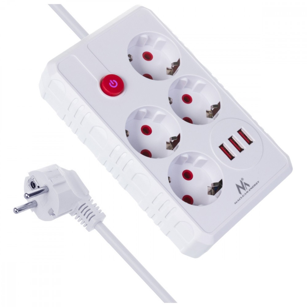 Maclean power strip, 4-socket extension cable