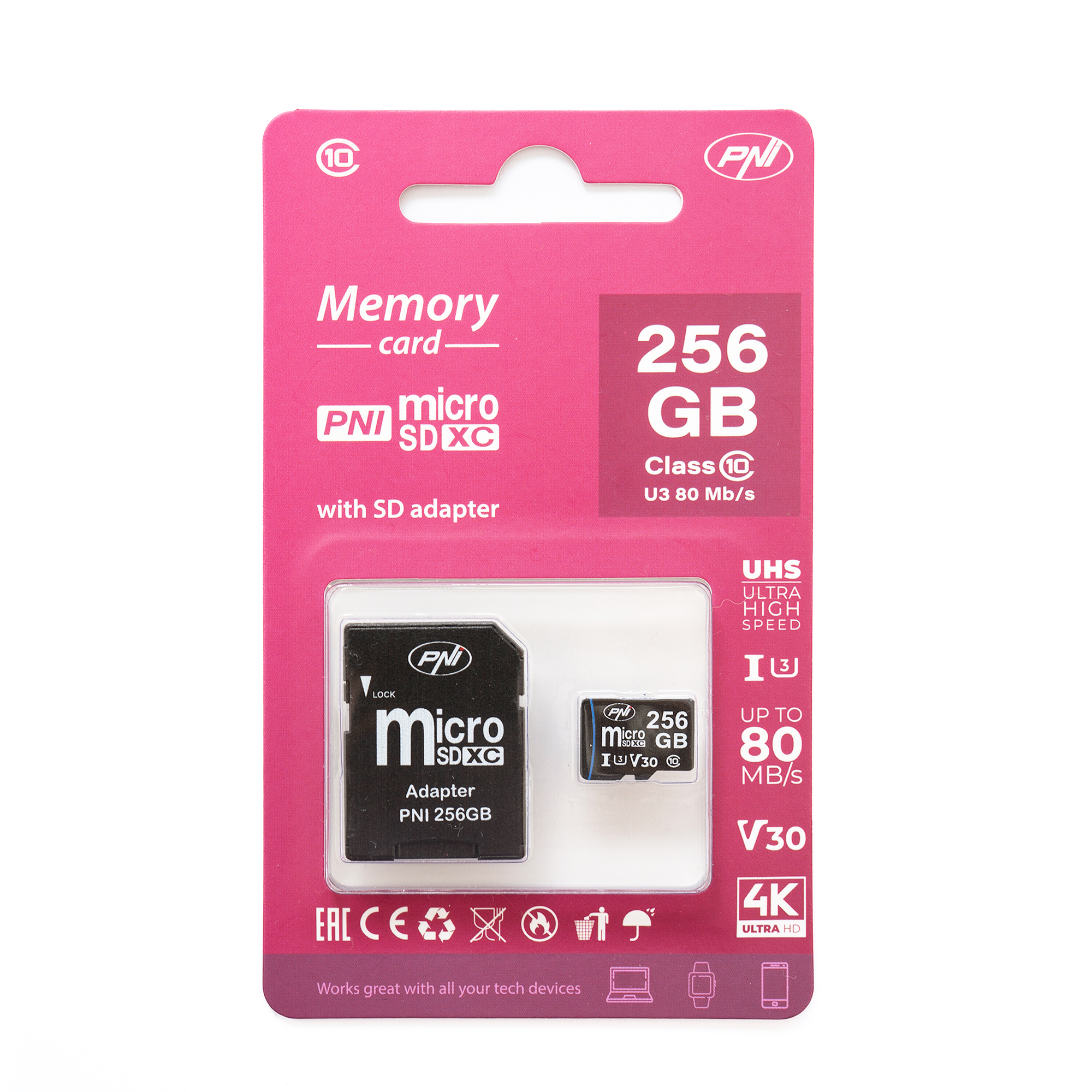 MicroSD PNI 256GB memory card with