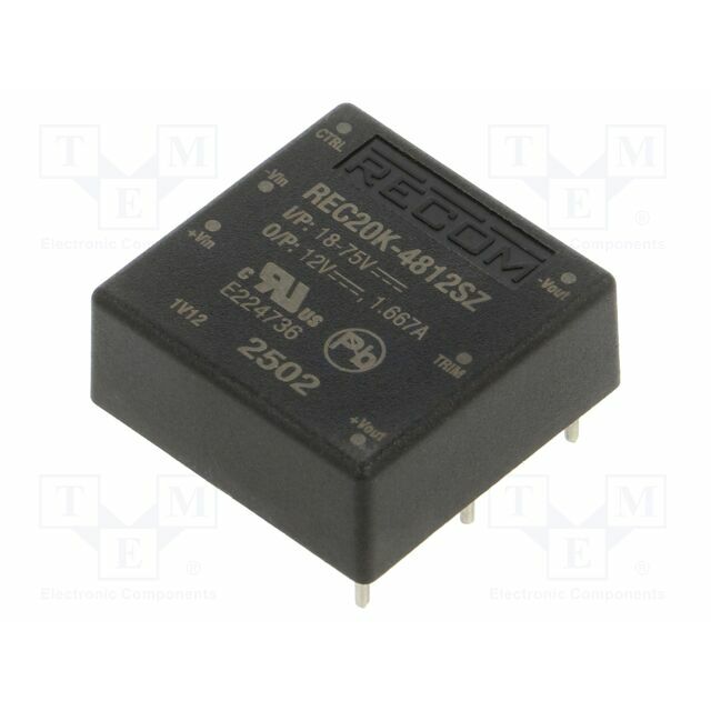 RECOM Converter: DC/DC; 20W; Uin: 18÷75VDC