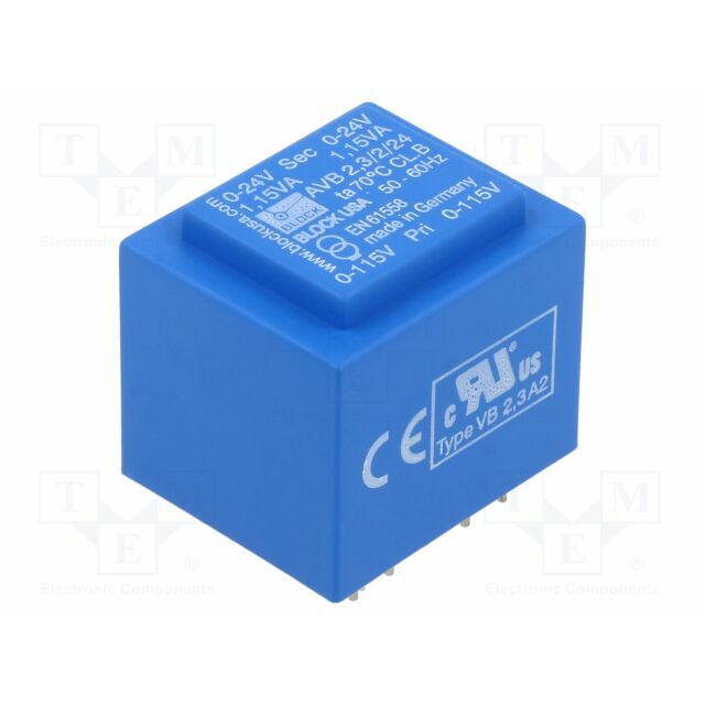 BLOCK Transformer: encapsulated; 2.3VA; 115VACx2