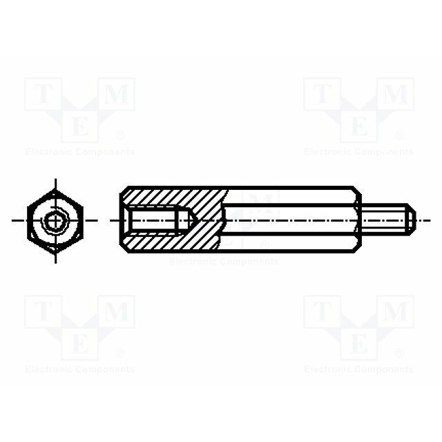 KEYSTONE Screwed spacer sleeve; 6.35mm