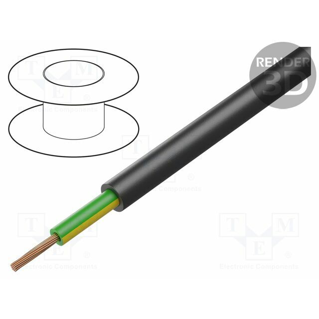Wire: mains; 1G16mm2; PVC; black; stranded