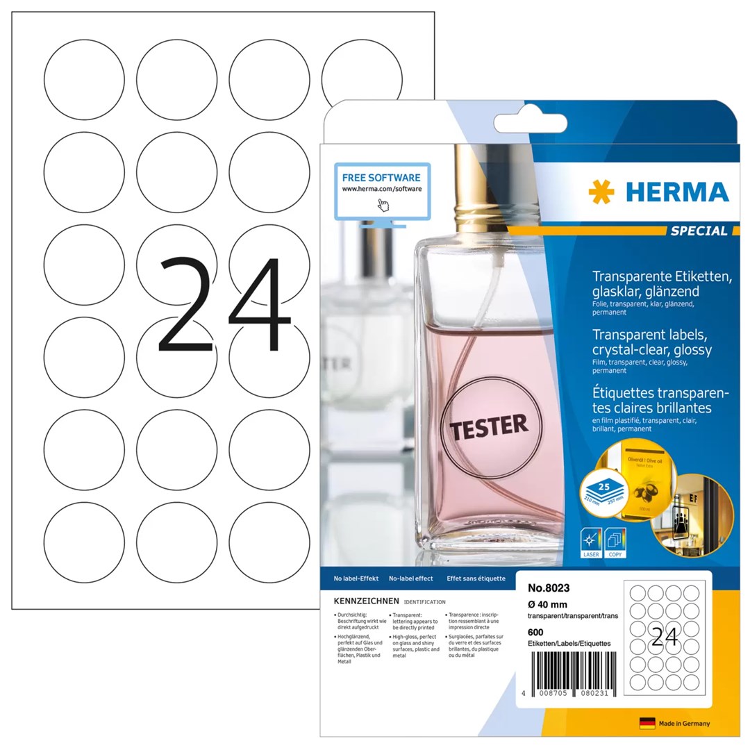 HERMA Etiķetes caurspīdīgas A4 40 mm