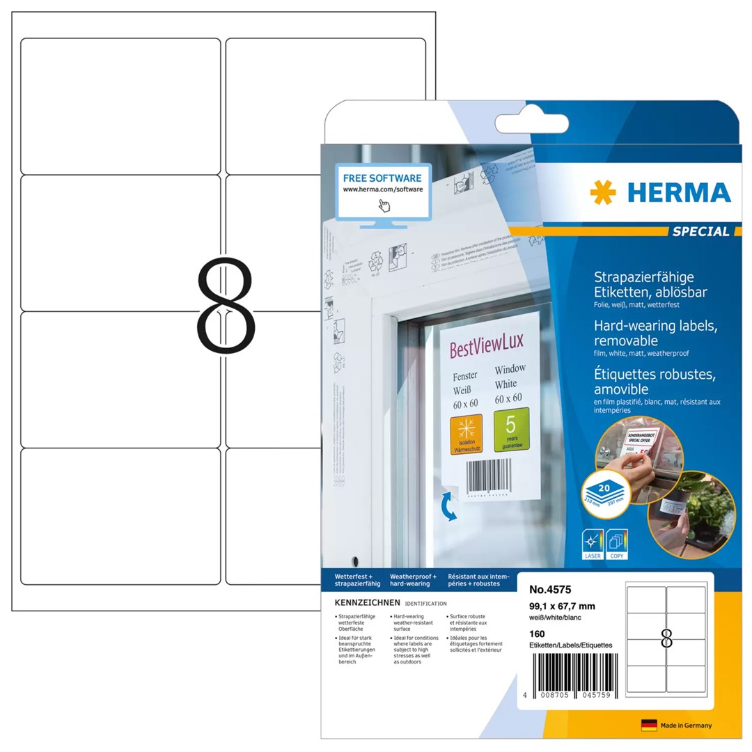 HERMA plēves etiķetes A4 99.1x67mm
