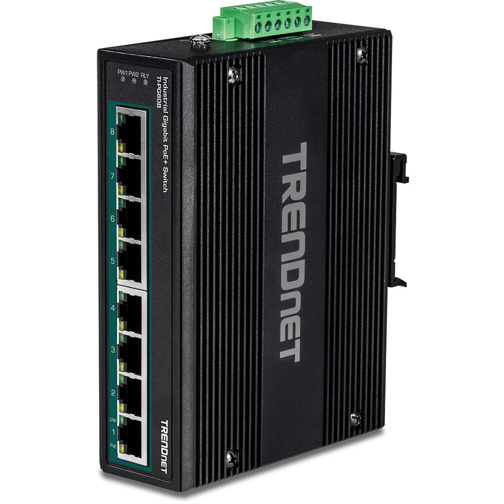 Trendnet 8-Port Indus. Gigabit PoE+ DIN-Rail