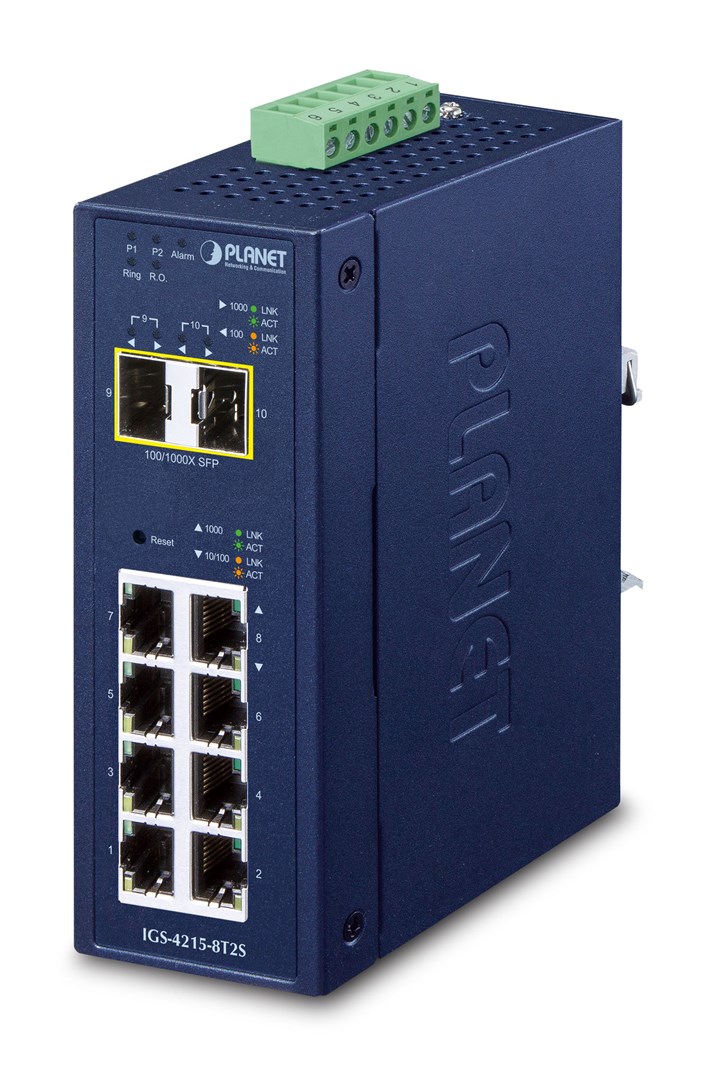 PLANET IP30 Industrial L2/L4 8-Port Managed