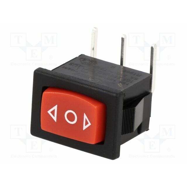 E-SWITCH ROCKER; SPDT; (ON)-OFF-(ON); 15A/125VAC; red