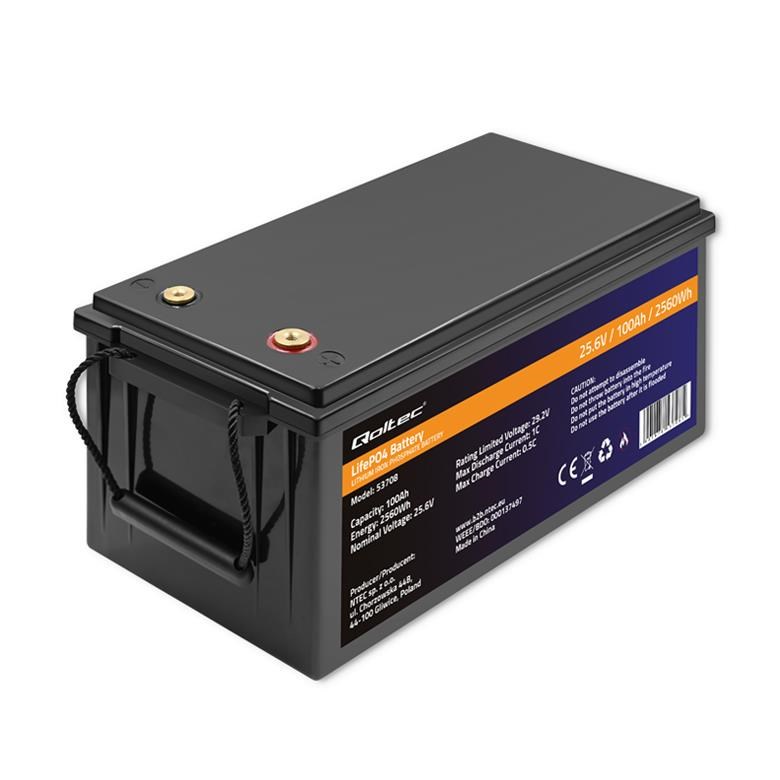 QOLTEC Battery LiFePO4 25.6V 100Ah