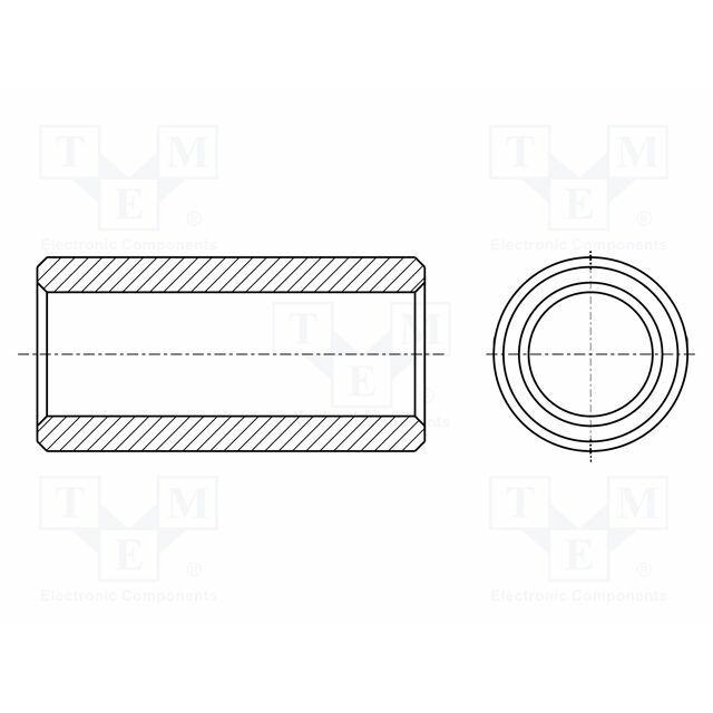 HARWIN Spacer sleeve; 8mm; cylindrical; aluminium