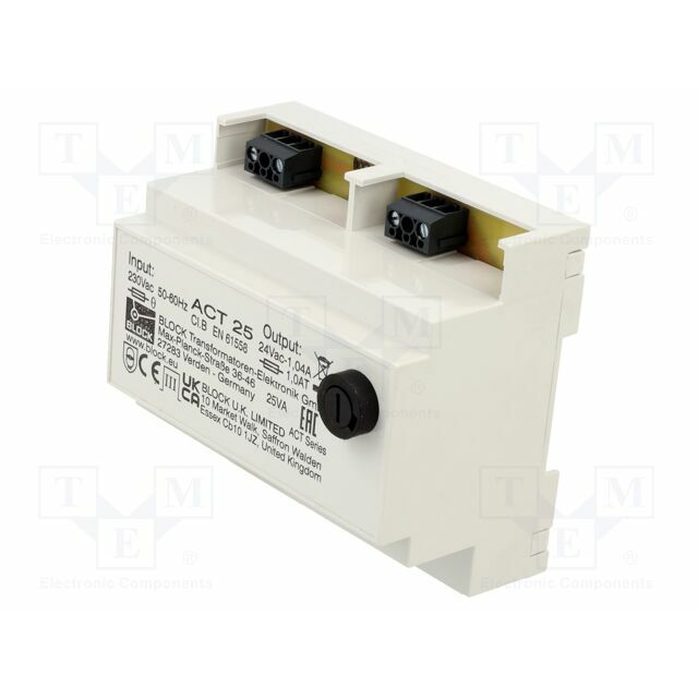 Transformer: mains; 25VA; 230VAC; 24V; Leads: