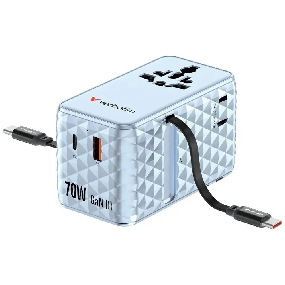 Verbatim Travel Adapter EU/UK/US GaN 1xUSB-C/1xUSB-A/2xUSB-C