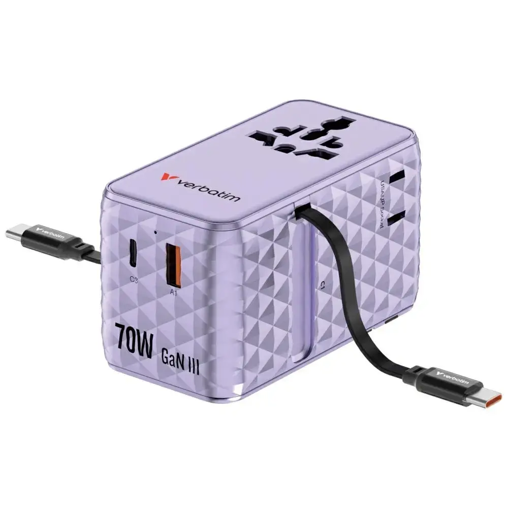 Verbatim Travel Adapter EU/UK/US GaN 1xUSB-C/1xUSB-A/2xUSB-C