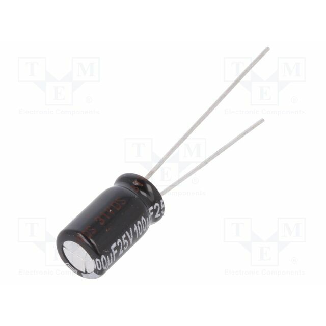 PANASONIC Capacitor: electrolytic; THT; 100uF; 25VDC