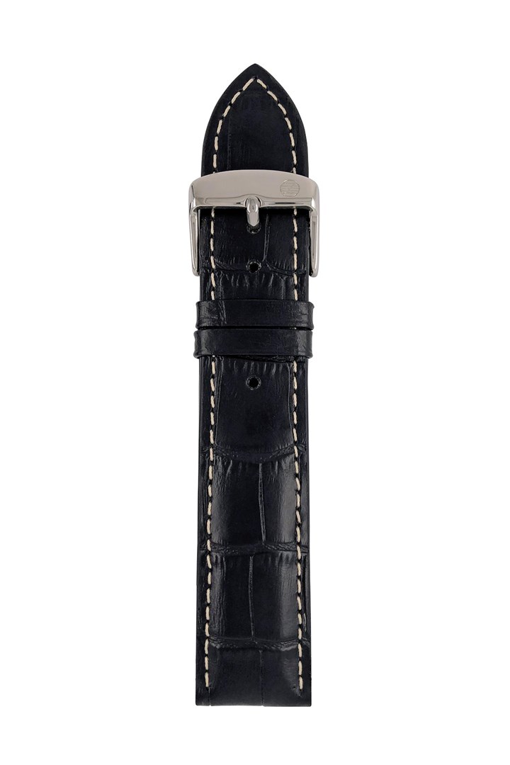 Zeppelin leather strap black, 22 mm