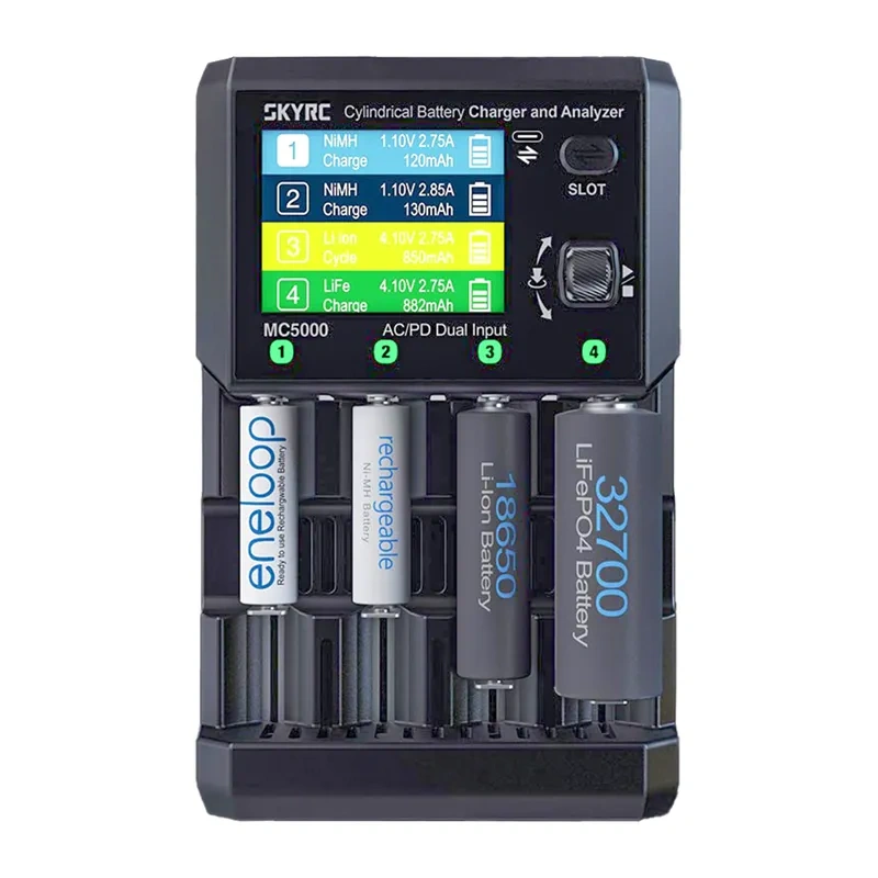 SkyRC MC5000 USB-C cilindrisko bateriju lādētājs