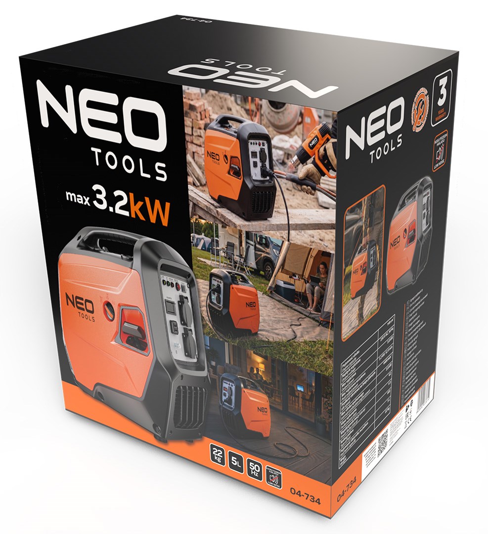 NEO TOOLS inverter generator 3200W, orange/black
