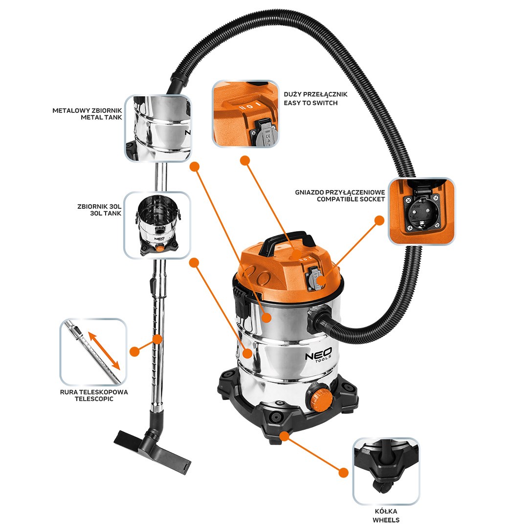 NEO TOOLS Industrial Vacuum Cleaner 1400W